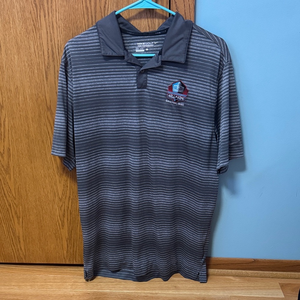 Nike Men's Charcoal Striped Polo Shirt